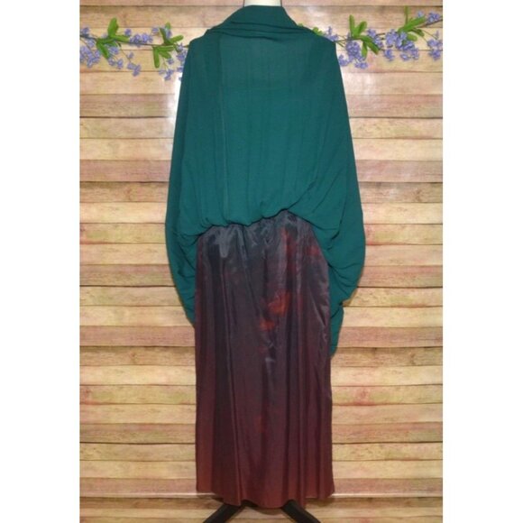 Vintage Nah Nah Collection Green Jacket & Maxi Dress Size M Jacquard Embroidered - Picture 12 of 14